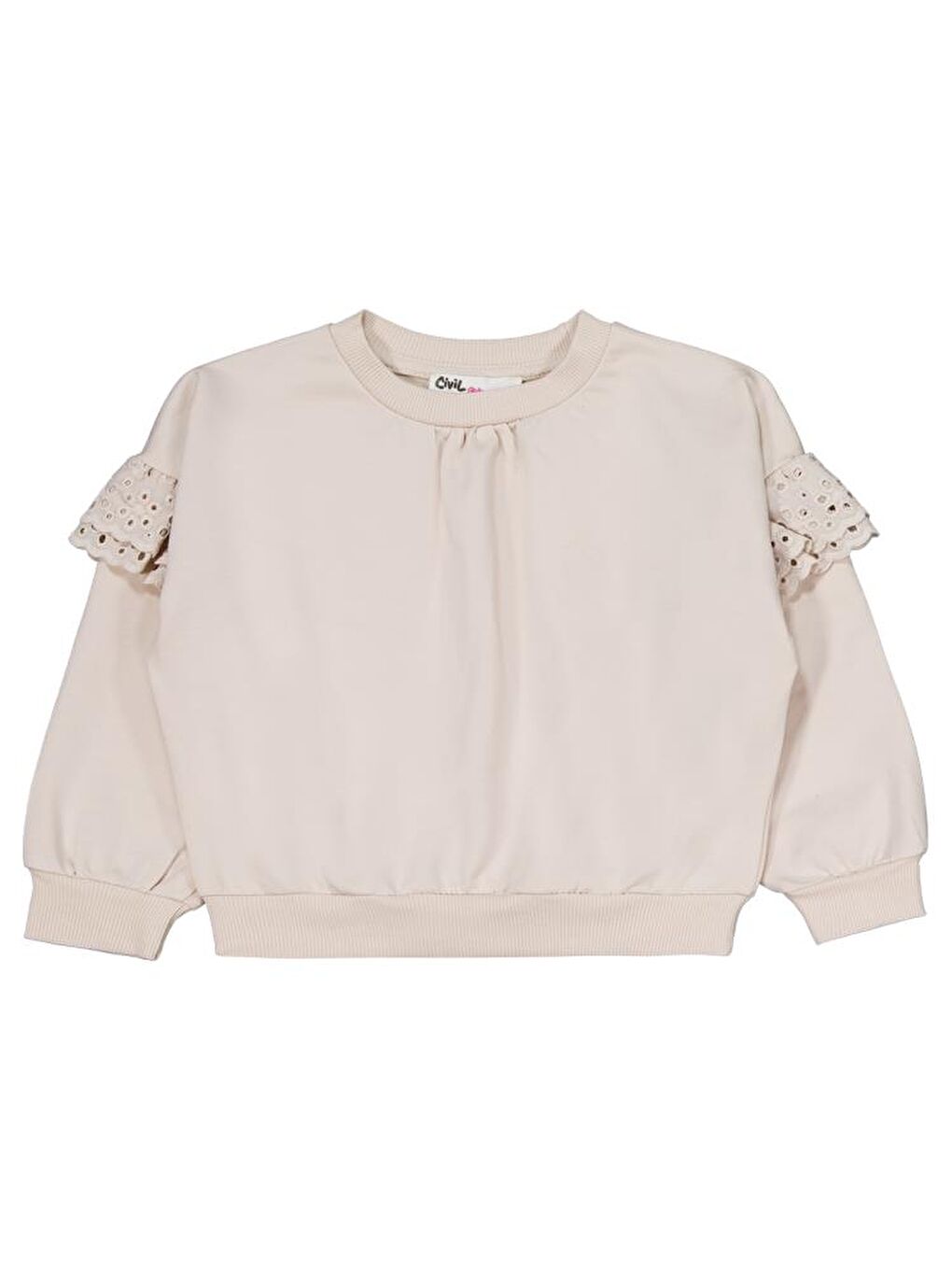 Girls Kolu Fırfırlı 2-5 Yaş Eşofman Takımı - Bej 4-5 Yaş-1