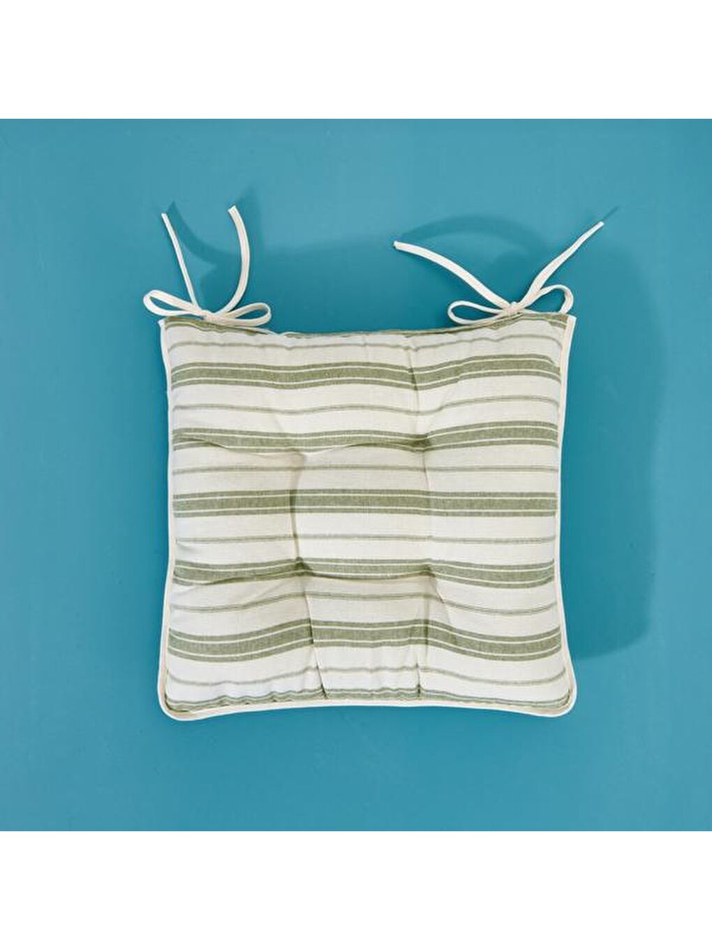 Lila Soft Belinde Sandalye Minderi - Ekru / Yeşil - 43x43 cm-3