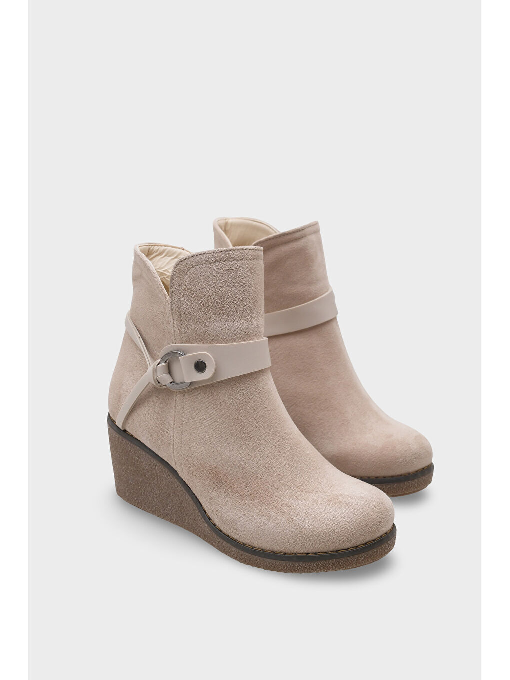 Bej Vilma Dolgu Topuklu Kadın Bot-1