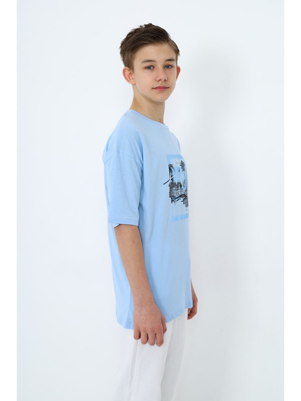 Lila Erkek Çocuk Baskılı Tişört-1