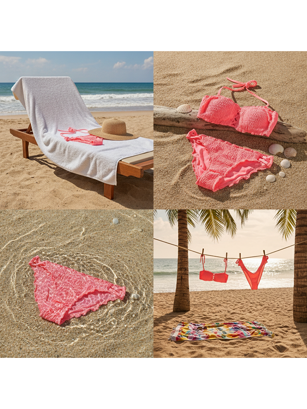 Kadın Plaj Giyim Pembe Renk Bikini Takım Bb2639-3