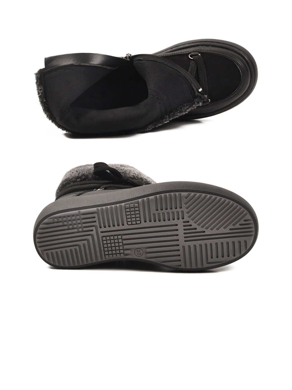 Siyah İçi Polarlı Kaymaz Kız Çocuk Bot Selis F-4