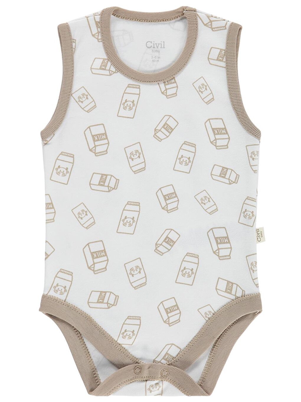 Baby Milk Baskılı 2'li Set 3-18 Ay Çıtçıtlı Badi - Ekru-1