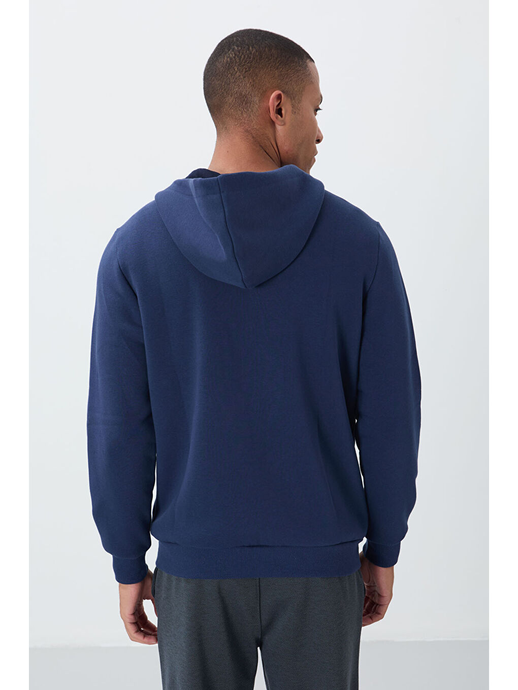 Hector İndigo  Şardonlu Erkek Fermuarlı Sweatshirt - 88139-8