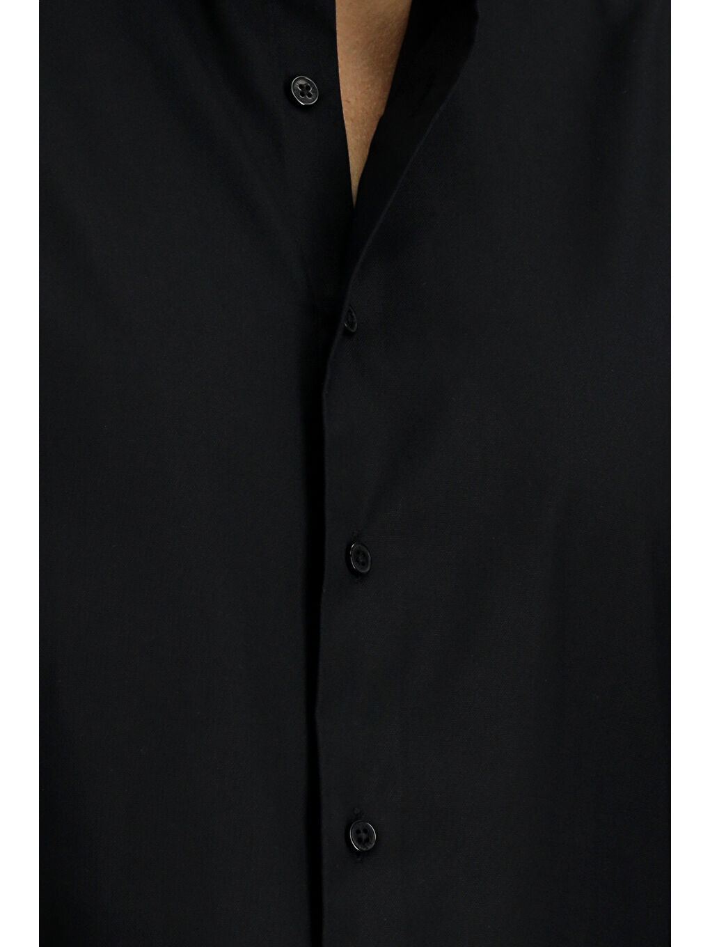 Siyah Uzun Kol Slim Fit Dar Kesim Pamuk Oxford %100 Pamuk Gömlek-4