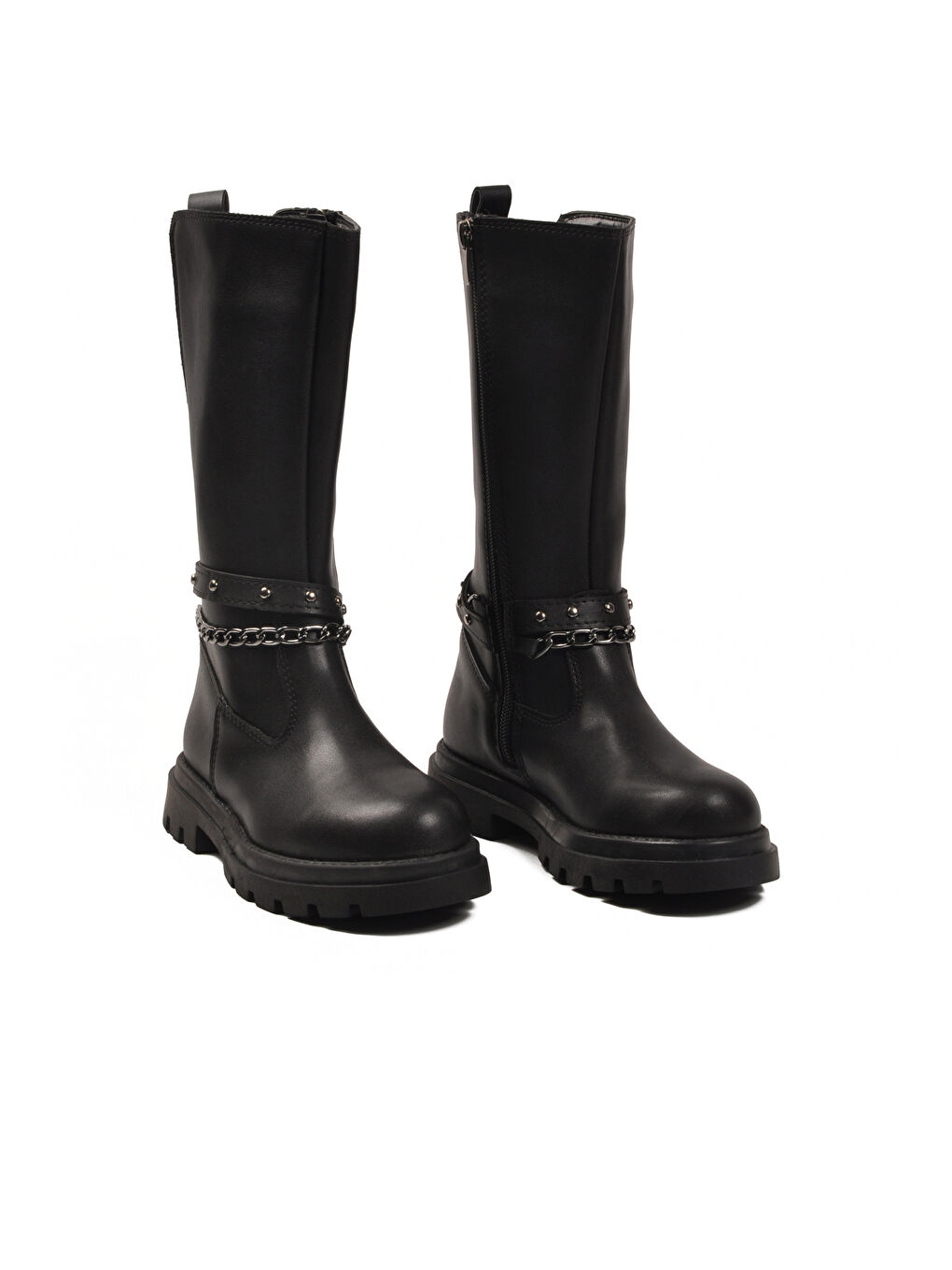 Siyah İçi Polarlı Fermuarlı Kız Çocuk Çizme Paris-26K F-2