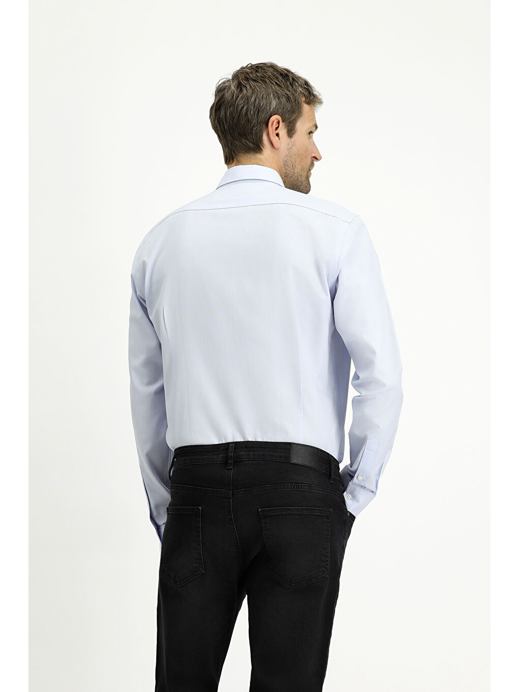 Mavi Uzun Kol Slim Fit Dar Kesim Pamuk Oxford %100 Pamuk Gömlek-3