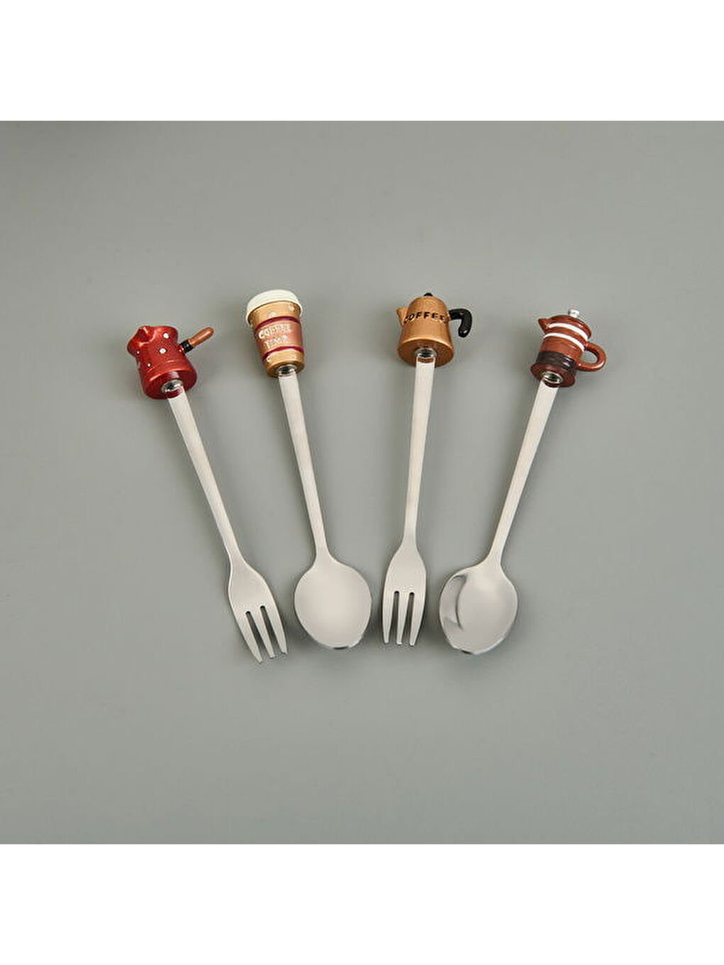 Karışık Kaşık ve Çatal Figürlü 4 Parça Sunum Seti - Renkli-2
