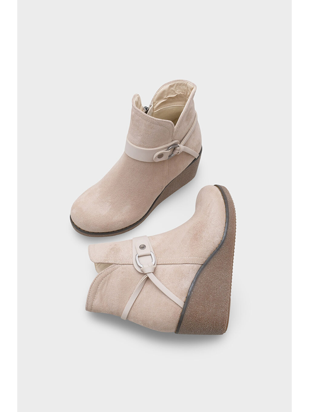 Bej Vilma Dolgu Topuklu Kadın Bot-5