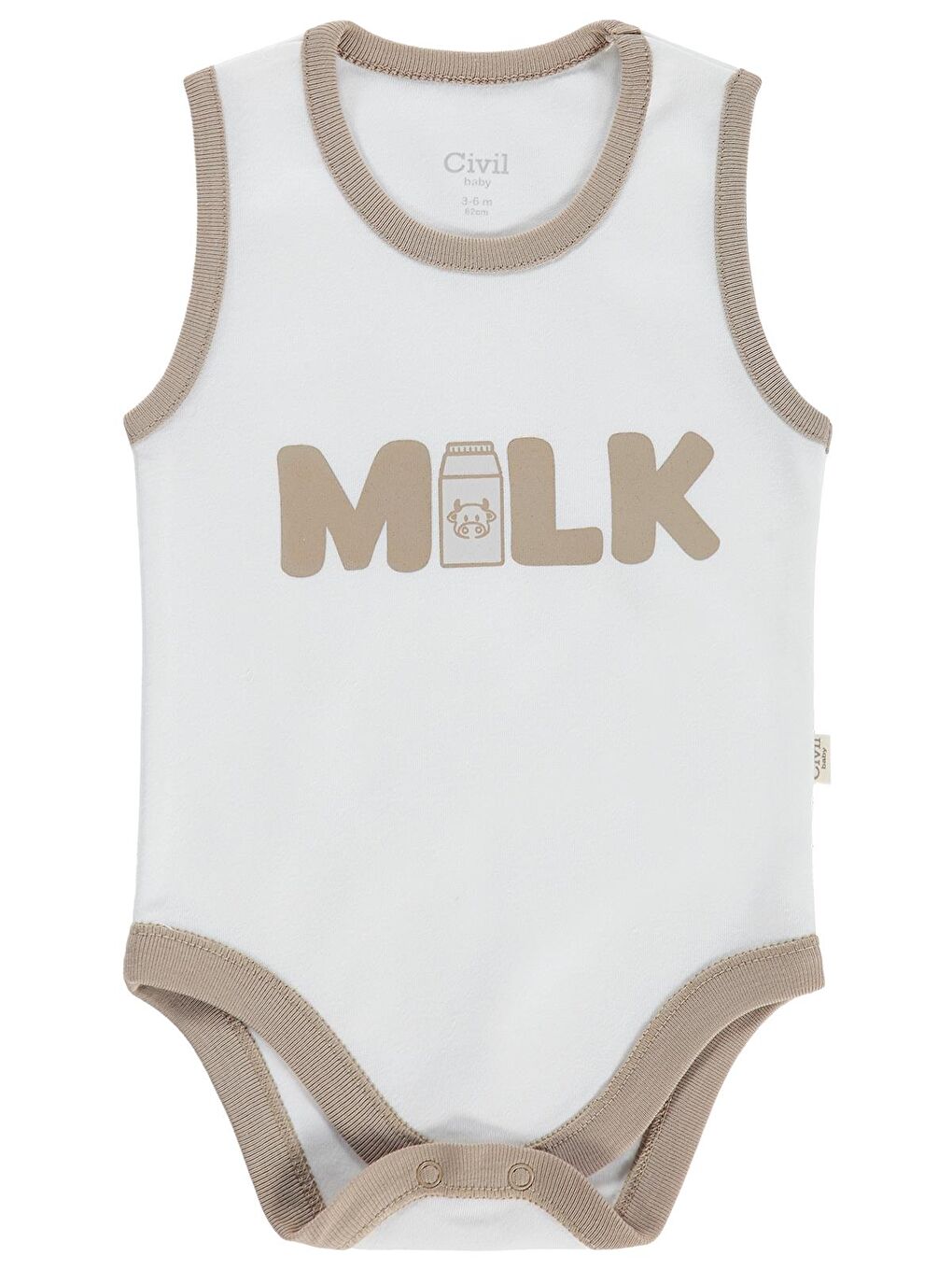 Baby Milk Baskılı 2'li Set 3-18 Ay Çıtçıtlı Badi - Ekru-5