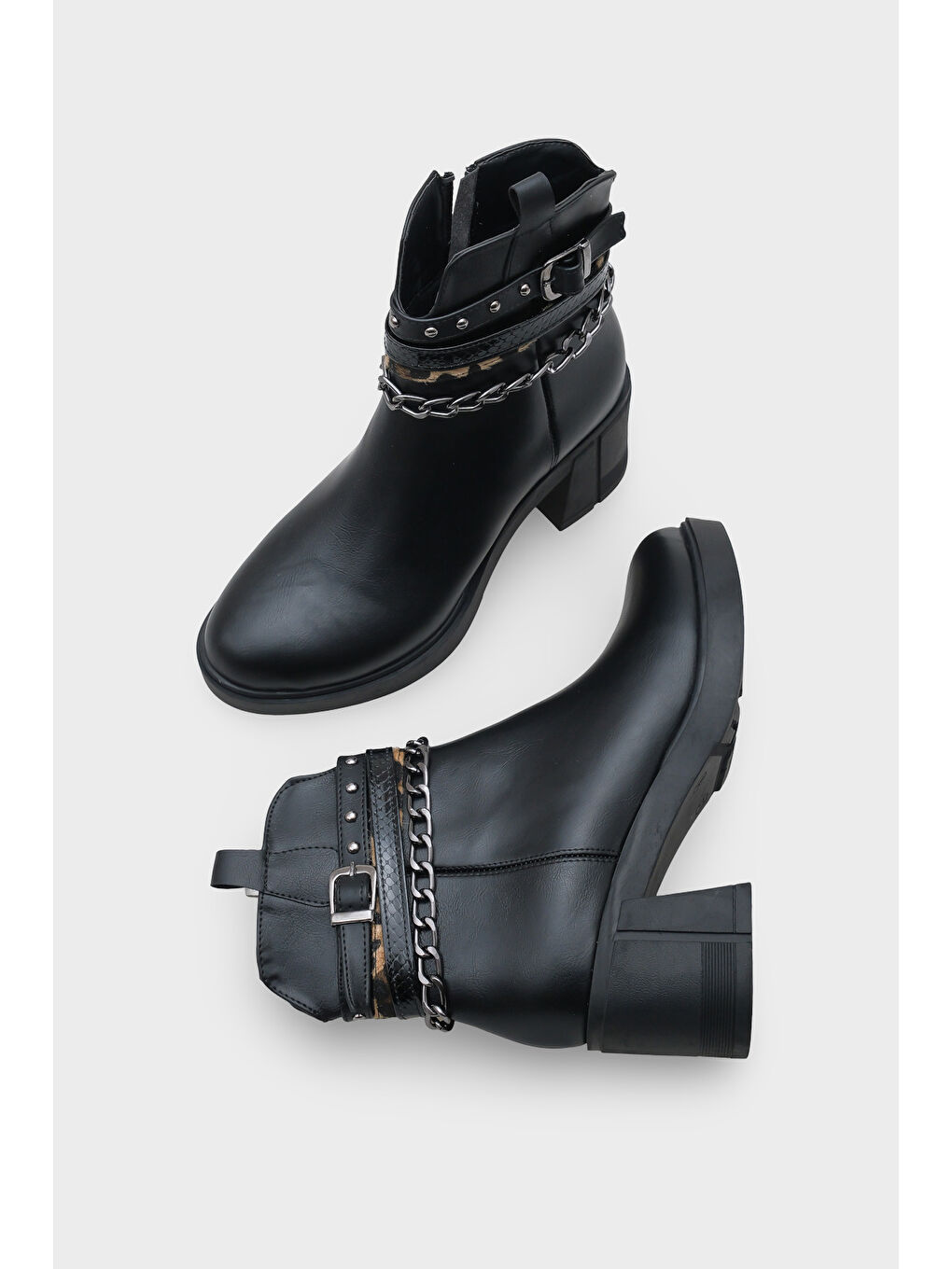 Siyah Meridith Metal Tokalı Kadın Bot-5