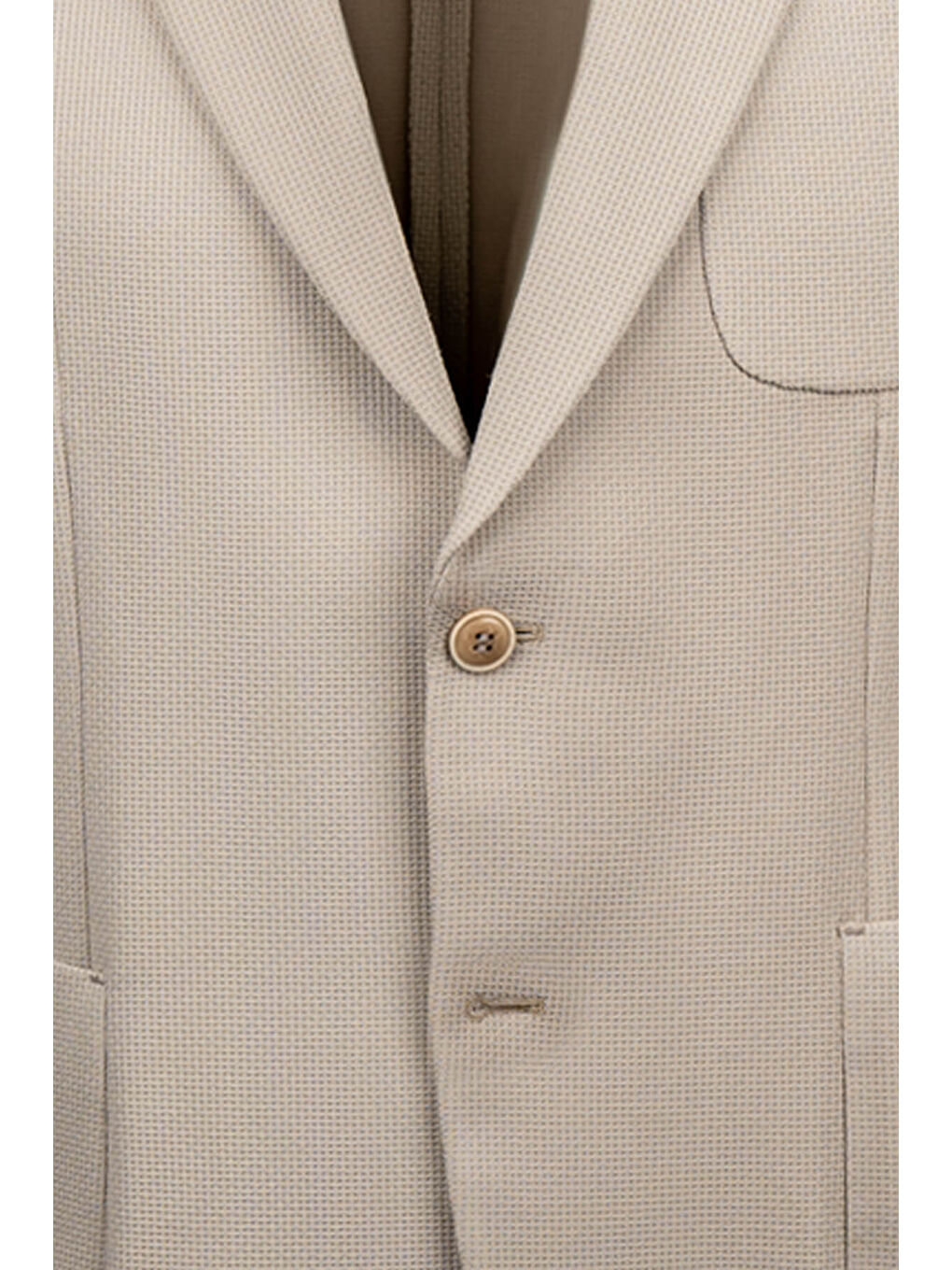 Bej Vizon Comfort Fit Desenli Mono Yaka Klasik Ceket-2