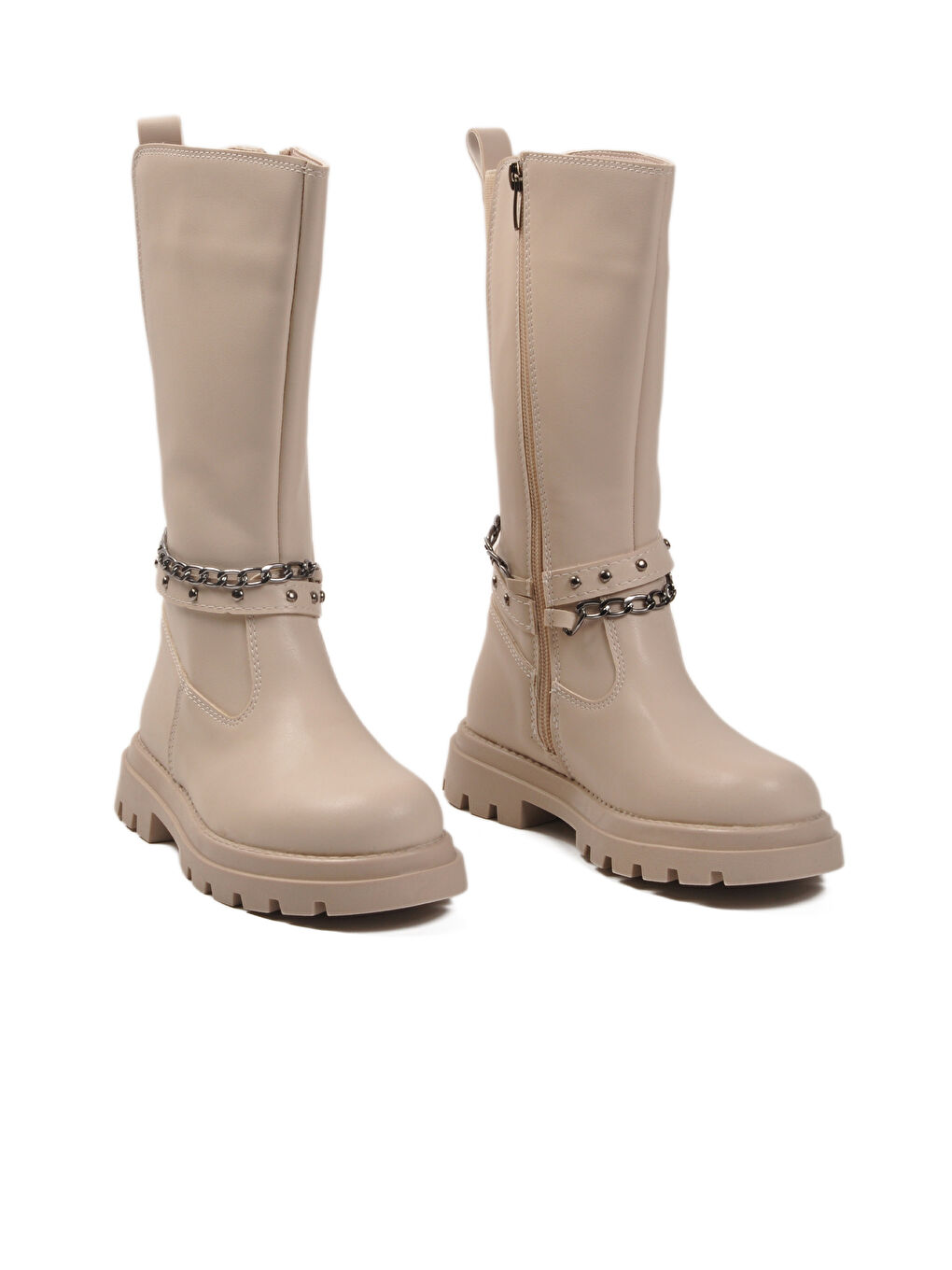 Bej İçi Polarlı Fermuarlı Kız Çocuk Çizme Paris-26K F-2