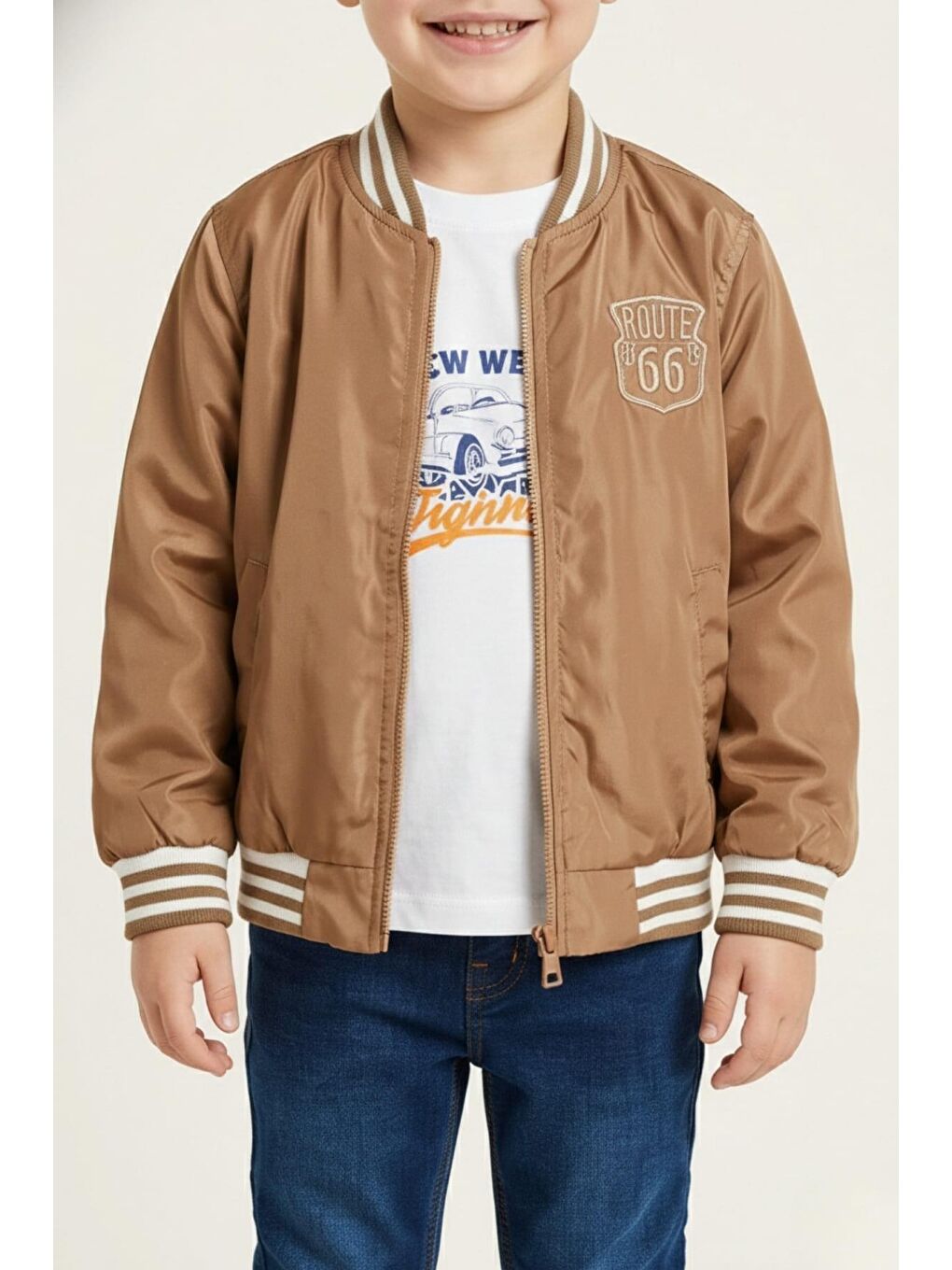 Erkek Çocuk Kolej Montlu 3'Lü Takım  - Bej-1