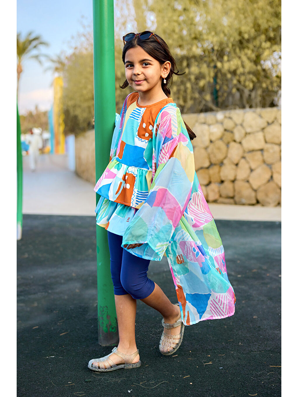 Mavi Kız Çocuk Kimono Hafif, Dökümlü Pareo CP2505-1