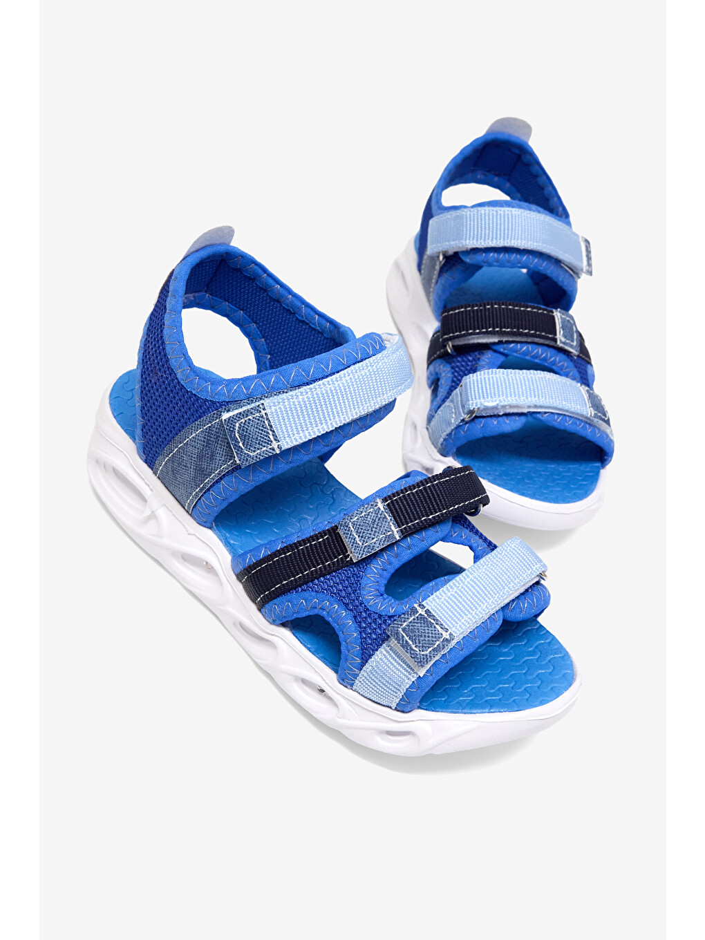 Antrasit Çocuk Unisex Jean Mavi Çoçuk Renkli Rahat Kalıp Sandalet-2
