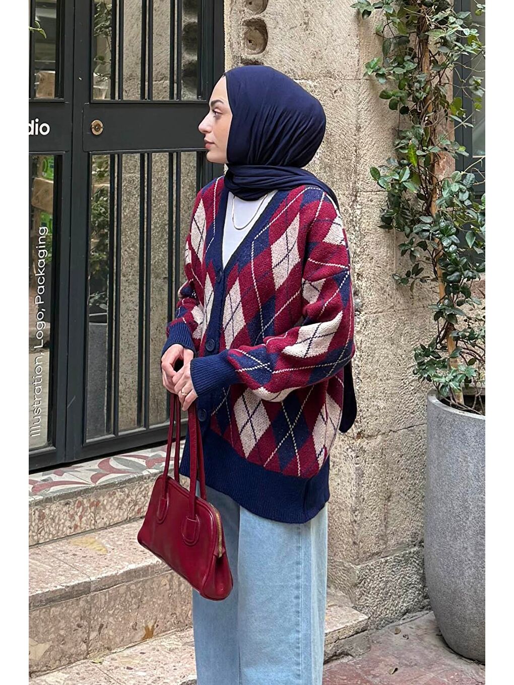 Bisiklet Yaka Kısa Hırka Lacivert-1