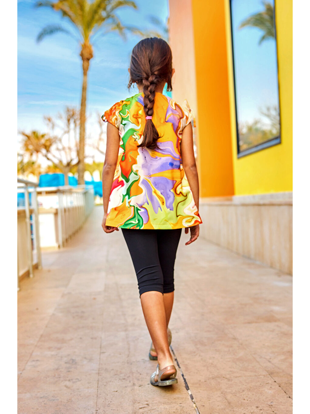 Lacivert Renkli UPF50+ Korumalı Kız Çocuk Mayosu C2504-3