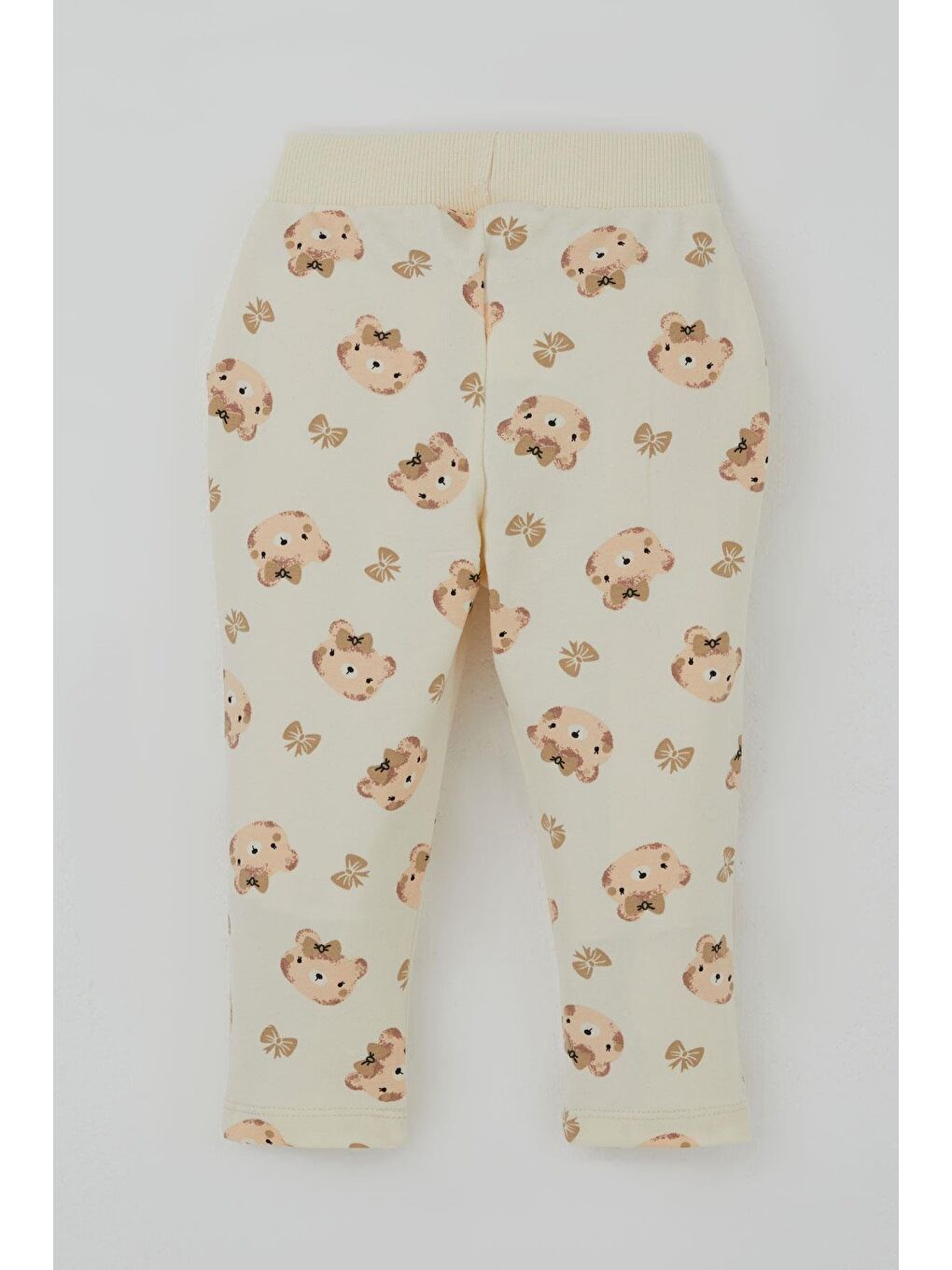 Ekru Kız Bebek Eşofman Takımı Sevimli Fiyonklu Ayıcık Desenli Krem (6 Ay-2 Yaş)-4