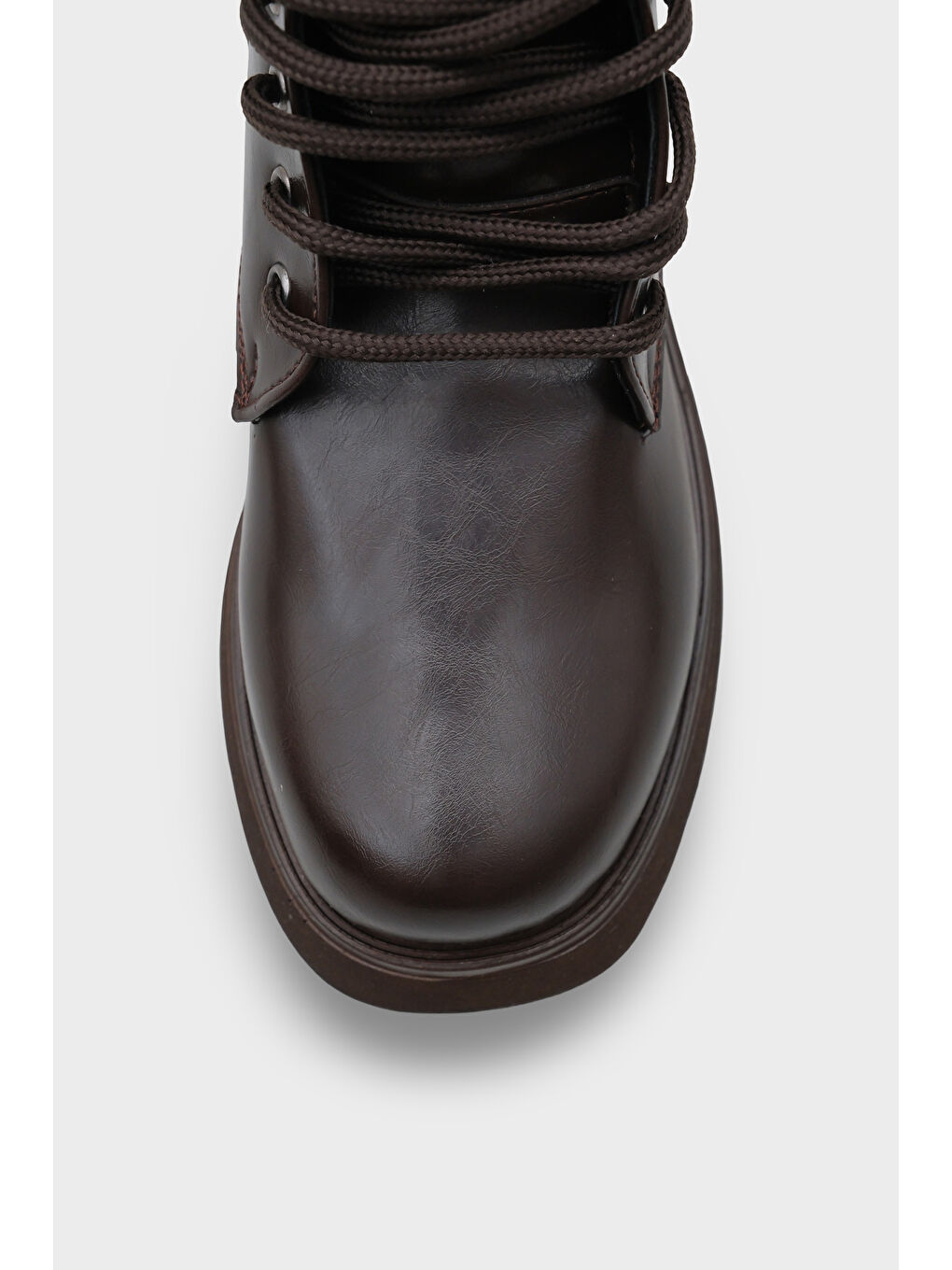 Kahverengi Melessa Yuvarlak Burunlu Yandan Fermuarlı Trak Tabanlı Kadın Bot-2