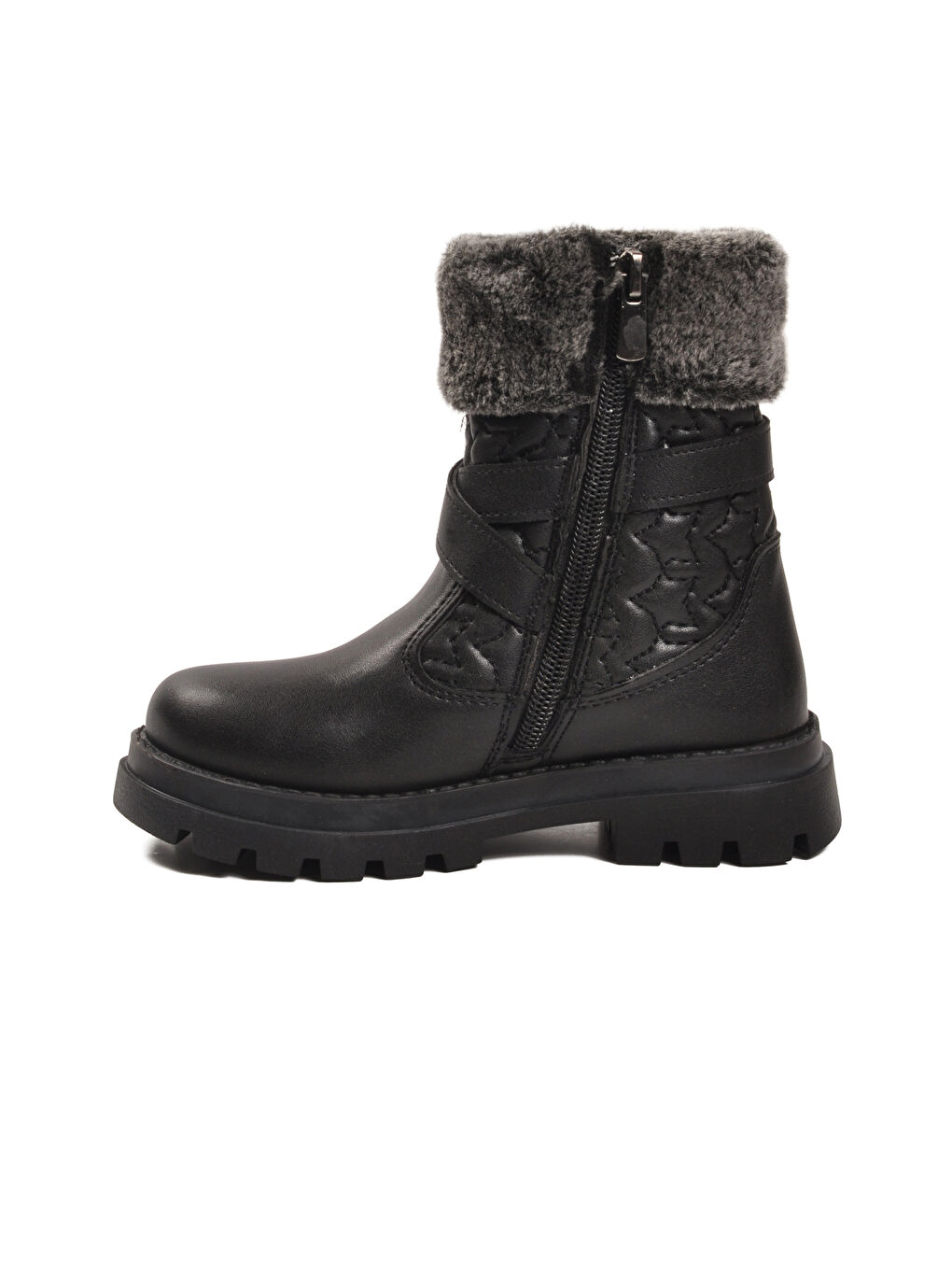 Siyah İçi Polarlı Fermuarlı Kız Çocuk Bot Evla P-3