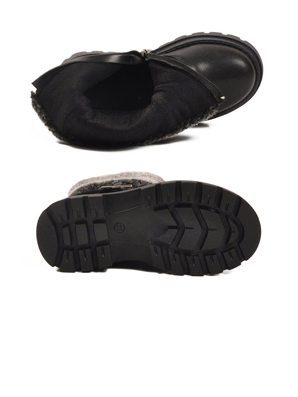 Siyah İçi Polarlı Fermuarlı Kız Çocuk Bot Evla P-4