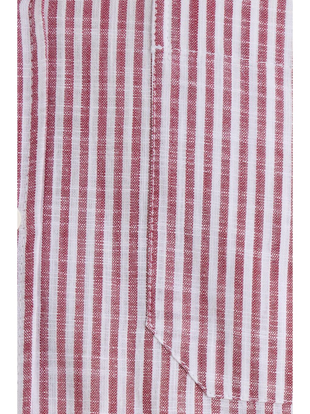 Erkek Regular Fit Klasik Kesim Uzun Kollu %100 Pamuk Keten Doku Tek Cepli Bordo Çizgili Gömlek-5