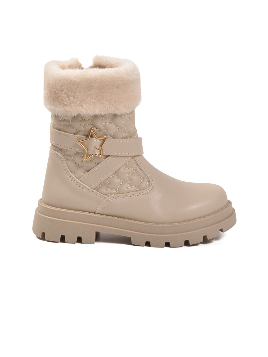 Bej İçi Polarlı Fermuarlı Kız Çocuk Bot Evla P-1