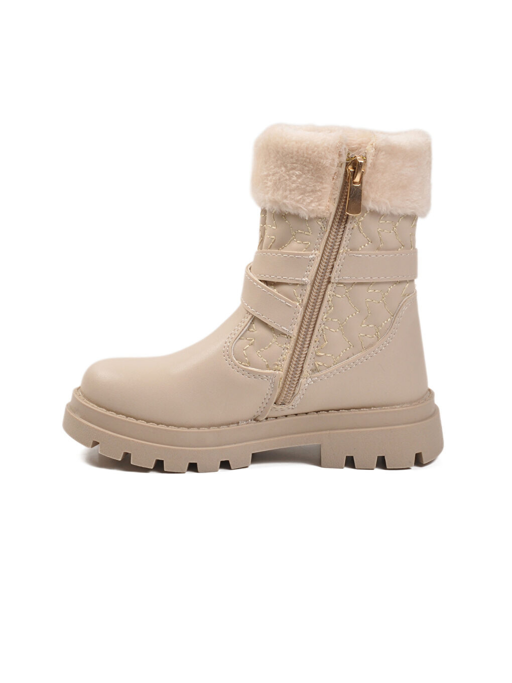 Bej İçi Polarlı Fermuarlı Kız Çocuk Bot Evla P-3