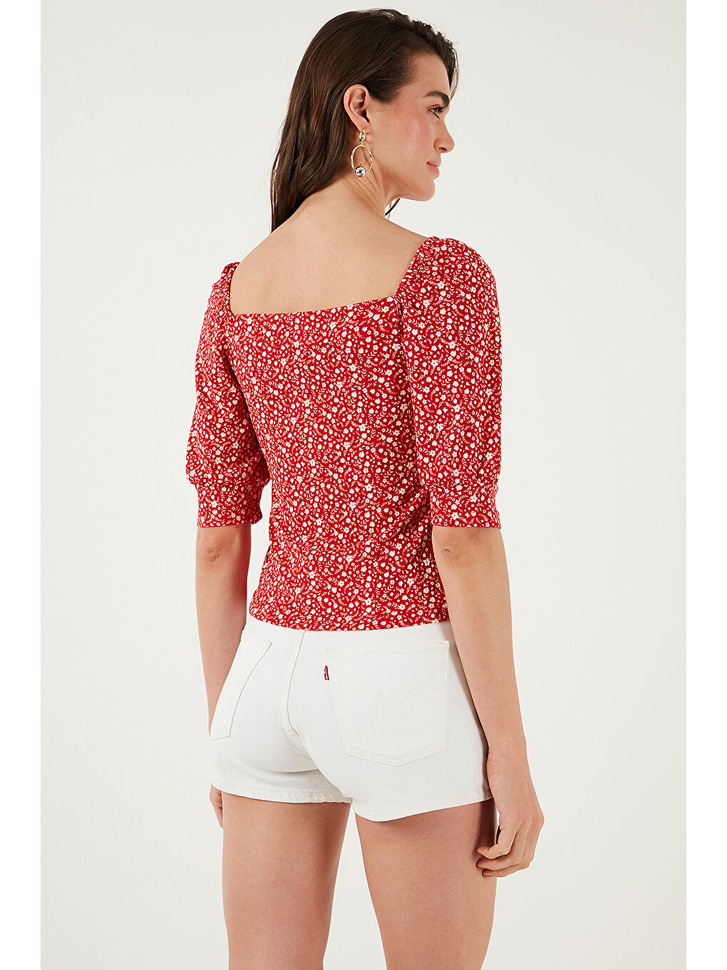 Kırmızı Truvakar Kol Geniş Yaka Bluz 5869001-6