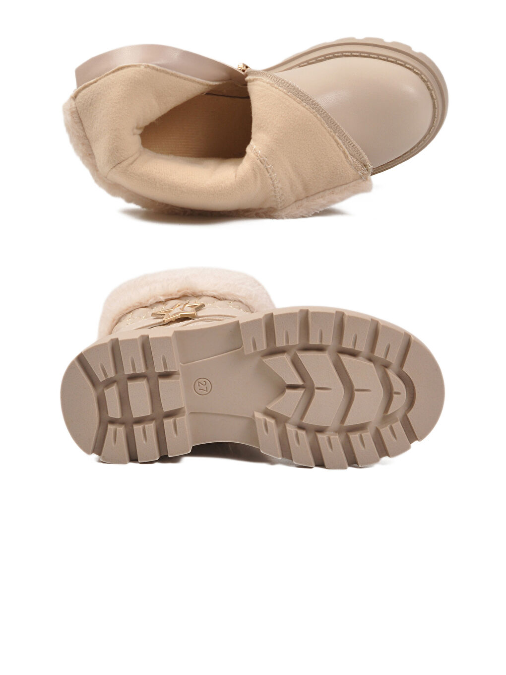 Bej İçi Polarlı Fermuarlı Kız Çocuk Bot Evla P-4