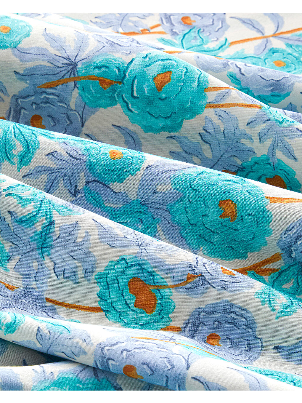 Abstract Flowers Kolay Ütülenir Çift Kişilik Nevresim Takımı 200x220 cm Yeşil-Mavi-5