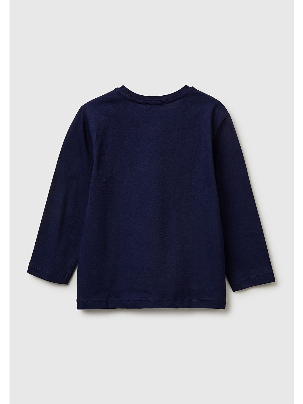 Erkek Çocuk Lacivert Önü Logo Baskılı Yuvarlak Yaka Uzun Kollu T-Shirt-1
