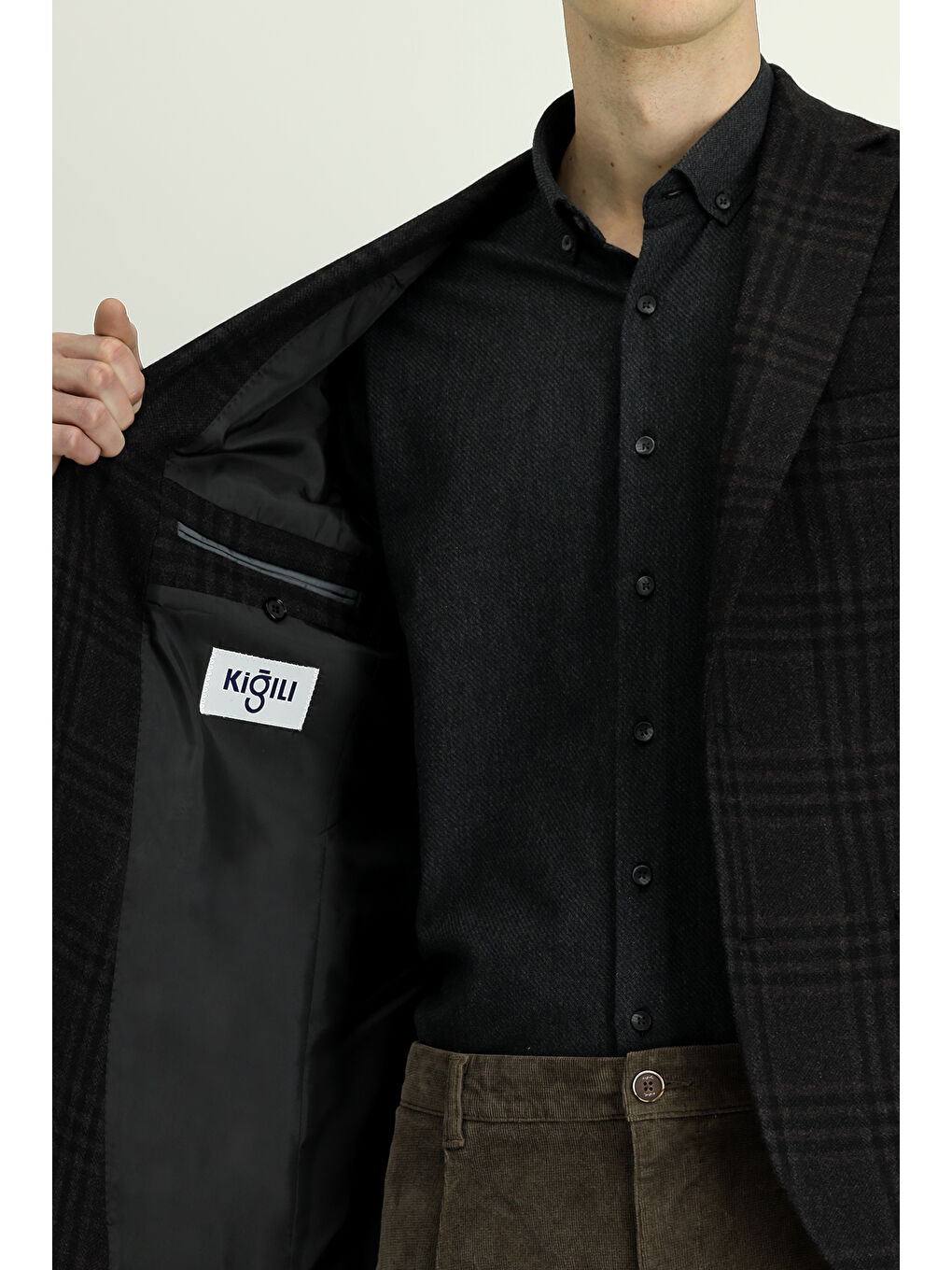 Kahverengi 6 Drop Regular Fit Standart Kesim Yünlü Ekose Ceket-4