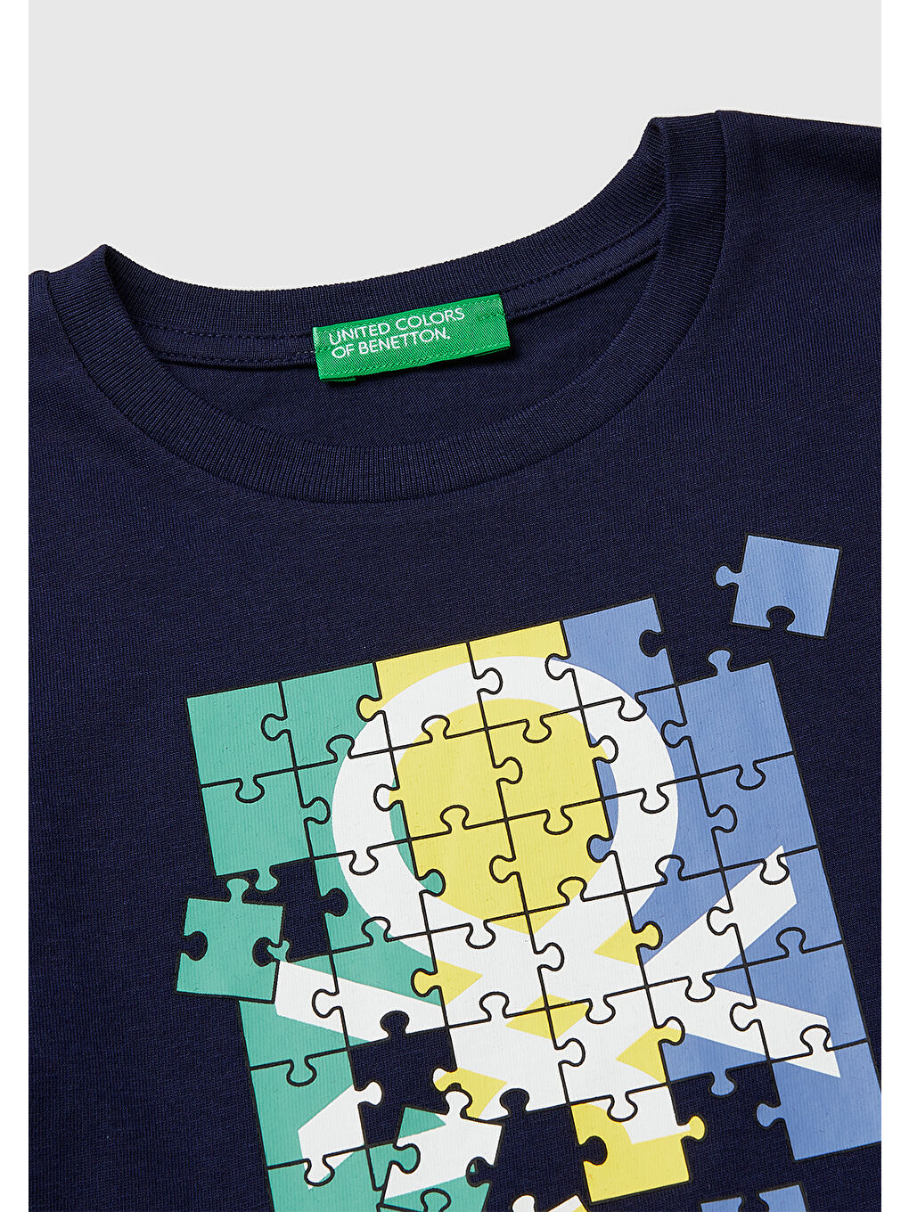 Erkek Çocuk Lacivert Önü Logo Baskılı Yuvarlak Yaka Uzun Kollu T-Shirt-2