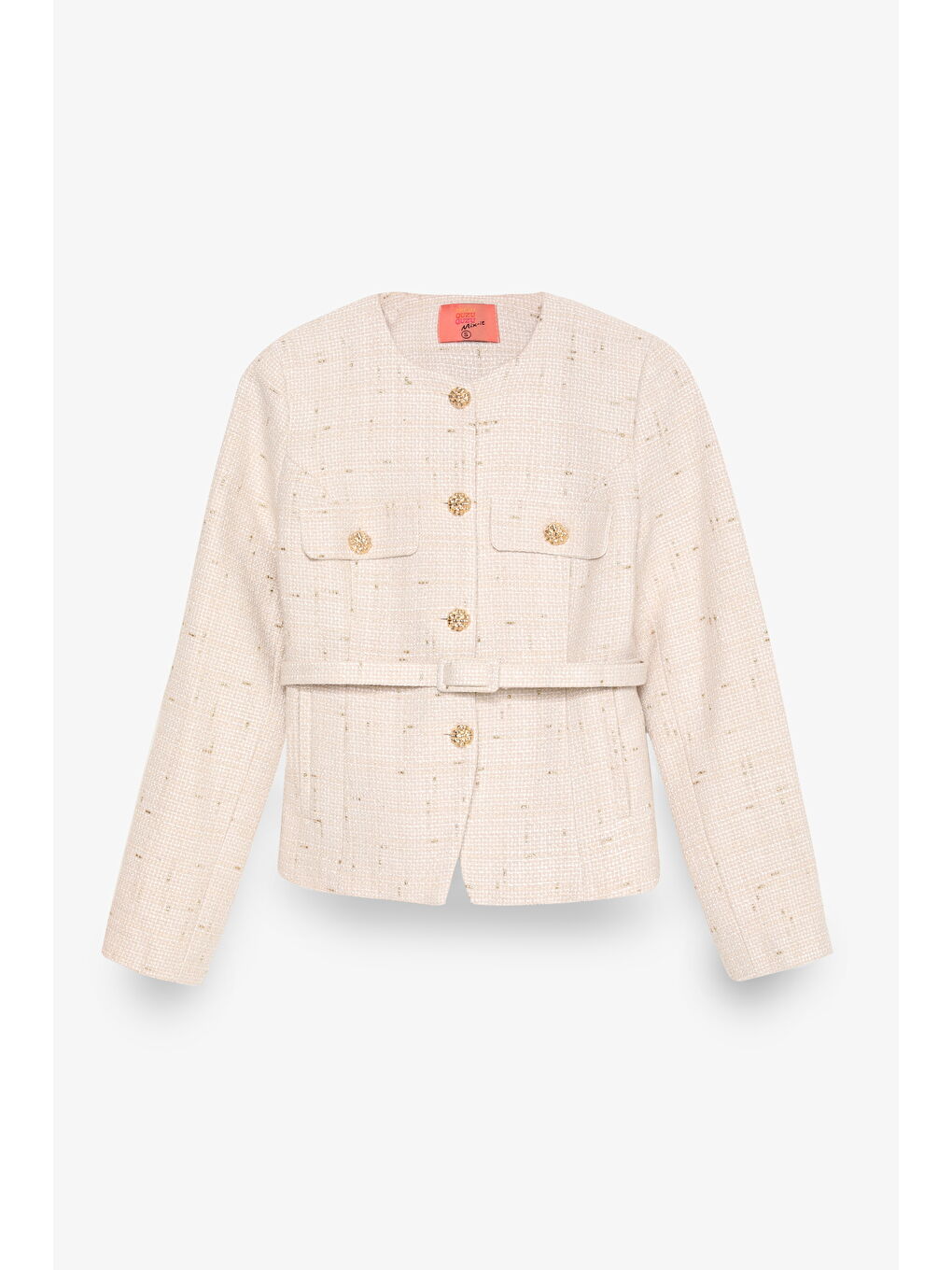 Kemer Detaylı Düğmeli Tüvit Ceket Bej-1