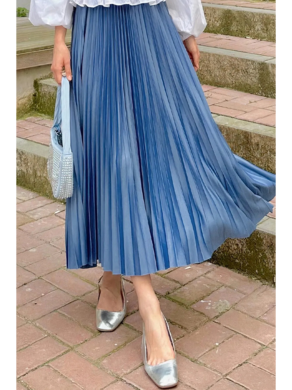 Siyah Kadın 3 Lü Paket Basic Pilise Bol Lastikli Uzun Etek-5