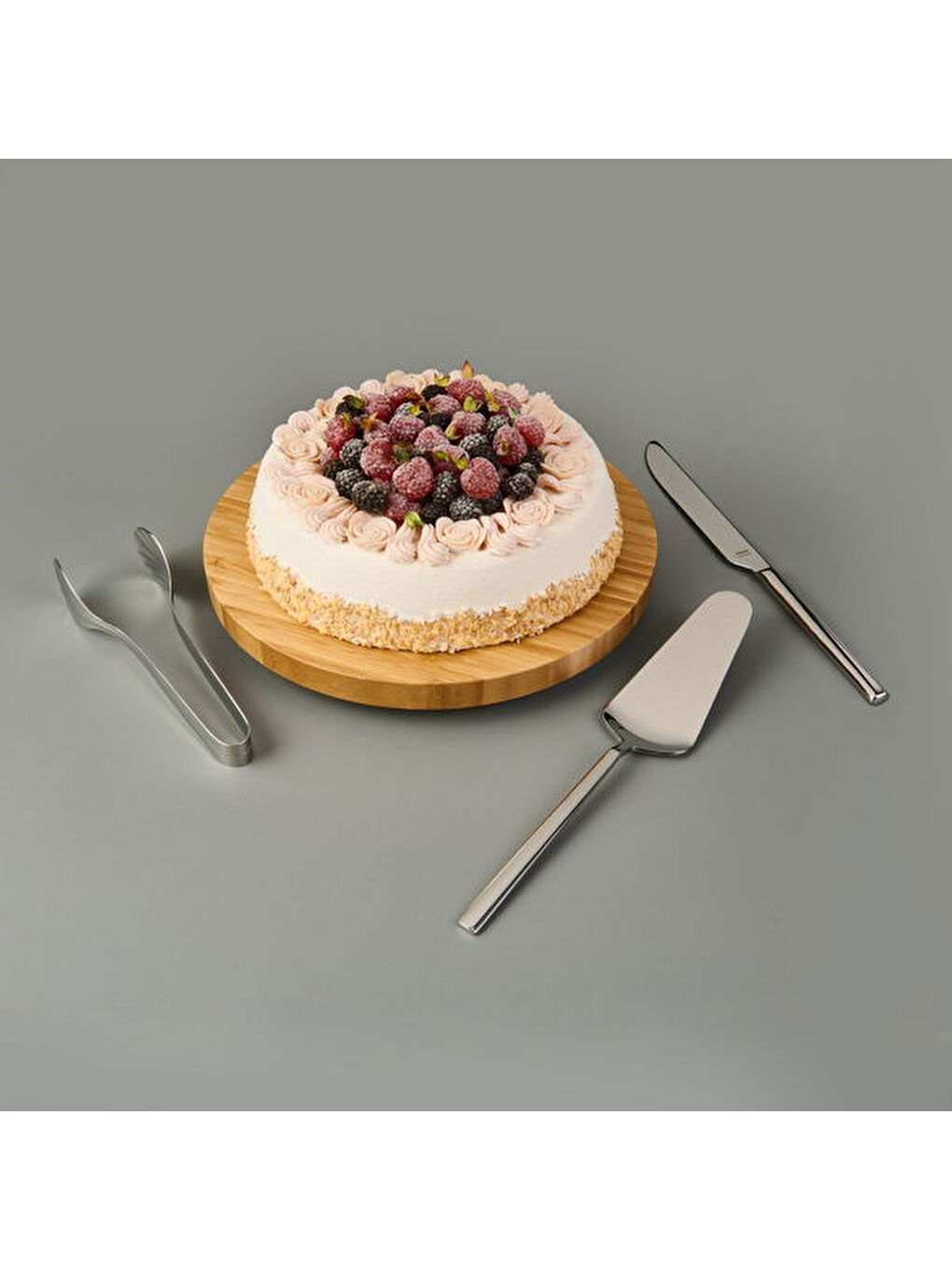 Gri Milano 3 Parça Servis Maşa Seti - Inox-1