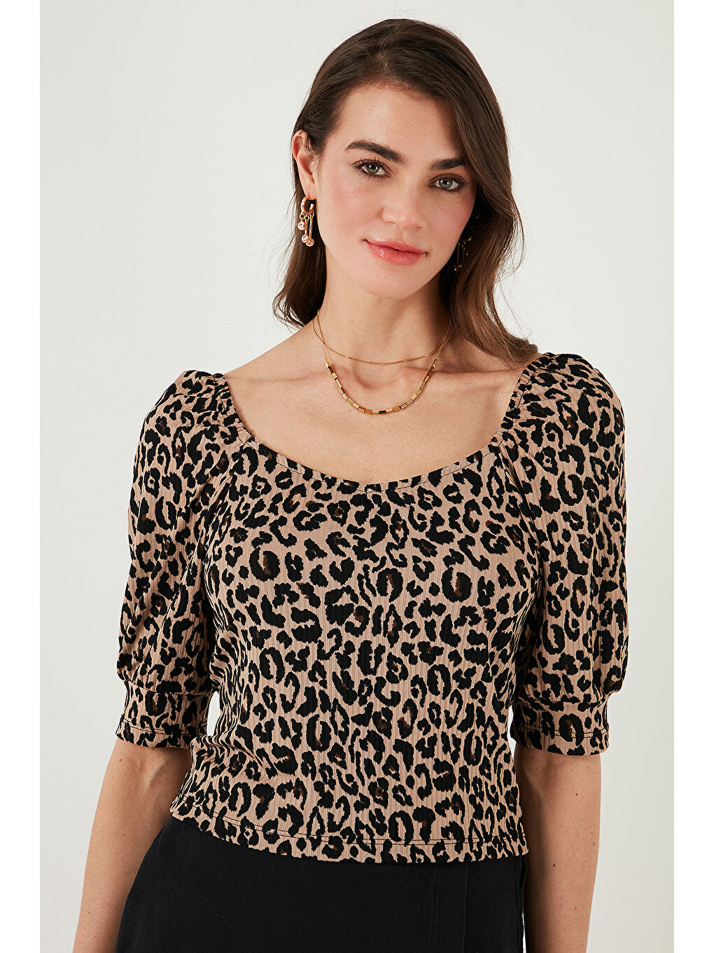 Siyah Truvakar Kol Geniş Yaka Bluz 5869001-3