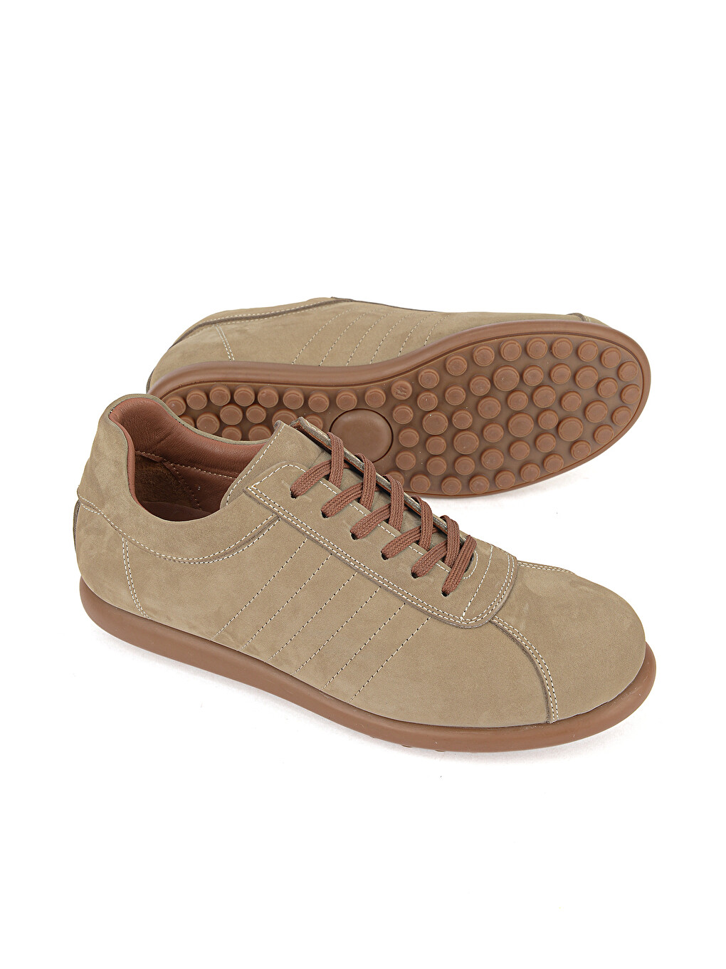 Bej Erkek Hakiki Deri Sneaker 1611066Z29352 Kum-3