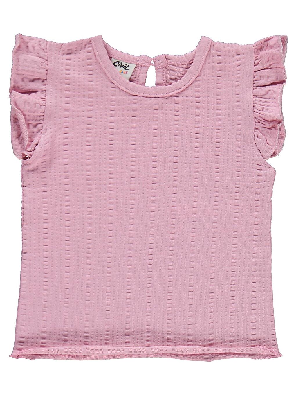 Baby Çizgi Raporlu Papatya Düğmeli 6-18 Ay Takım - Pembe-1