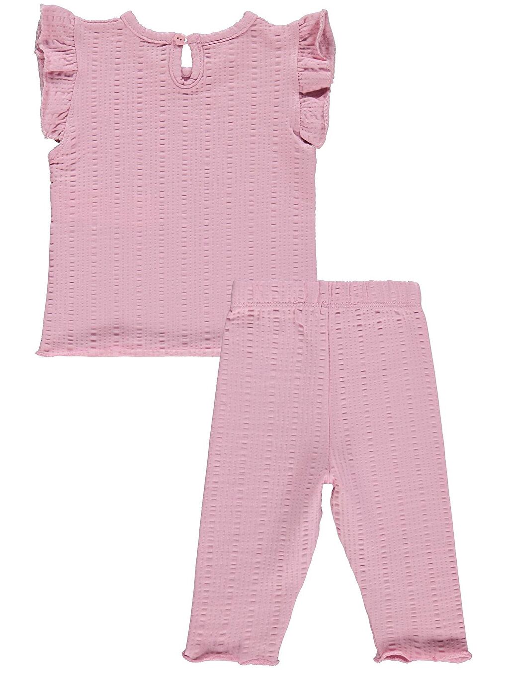 Baby Çizgi Raporlu Papatya Düğmeli 6-18 Ay Takım - Pembe-2