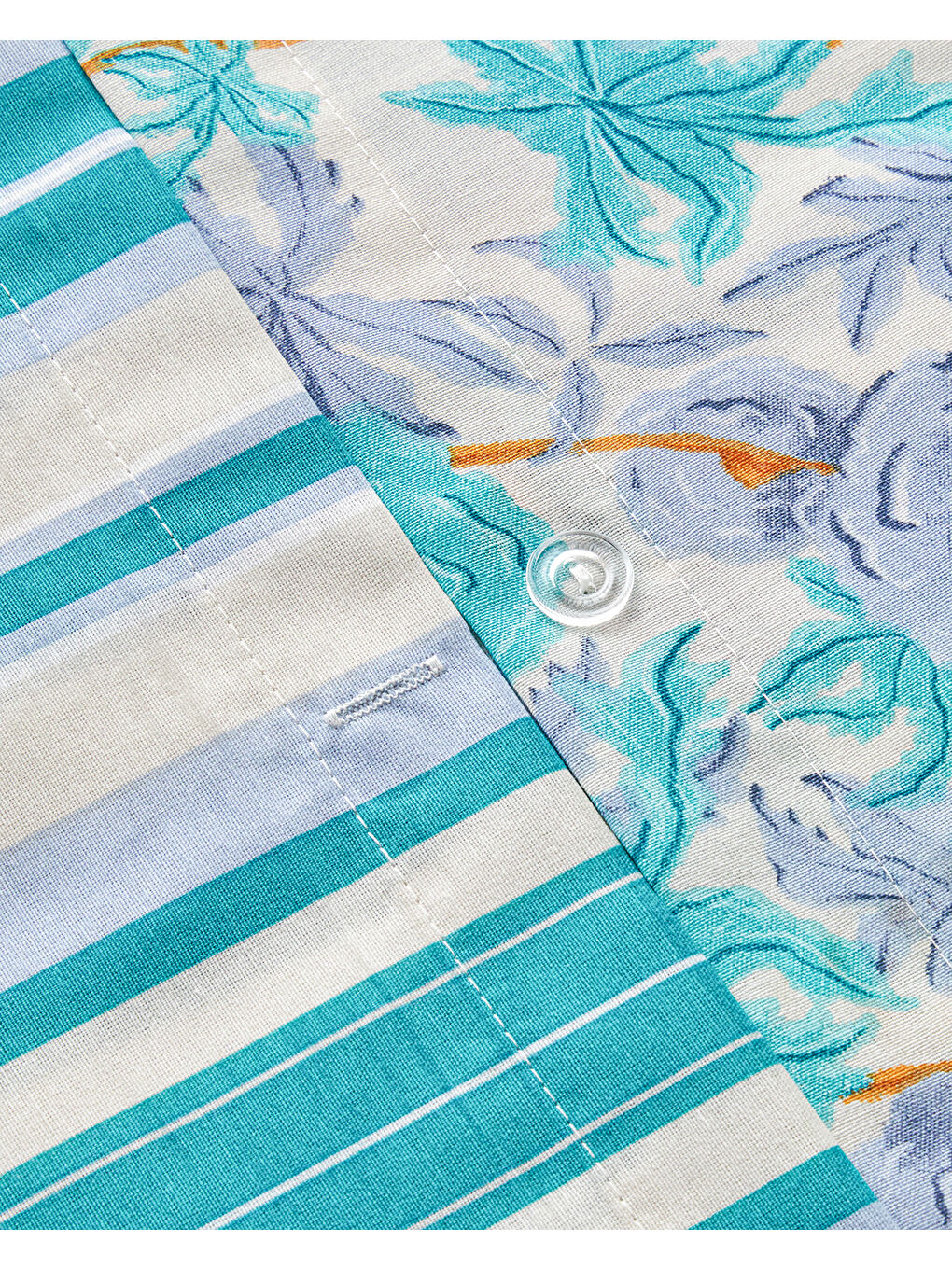 Abstract Flowers Kolay Ütülenir Çift Kişilik Nevresim Takımı 200x220 cm Yeşil-Mavi-6