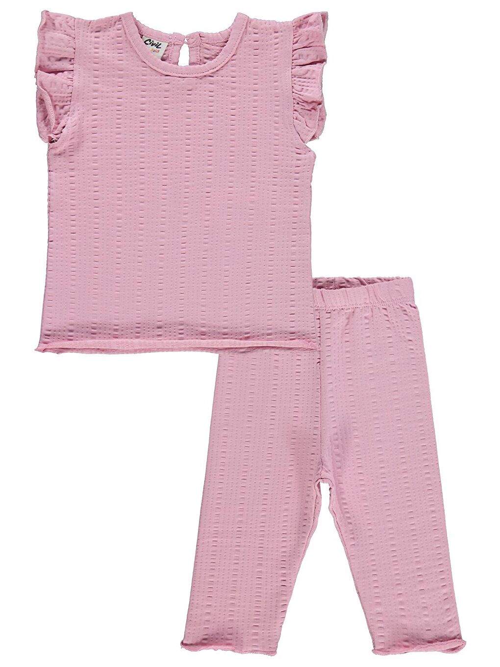 Baby Çizgi Raporlu Papatya Düğmeli 6-18 Ay Takım - Pembe-3