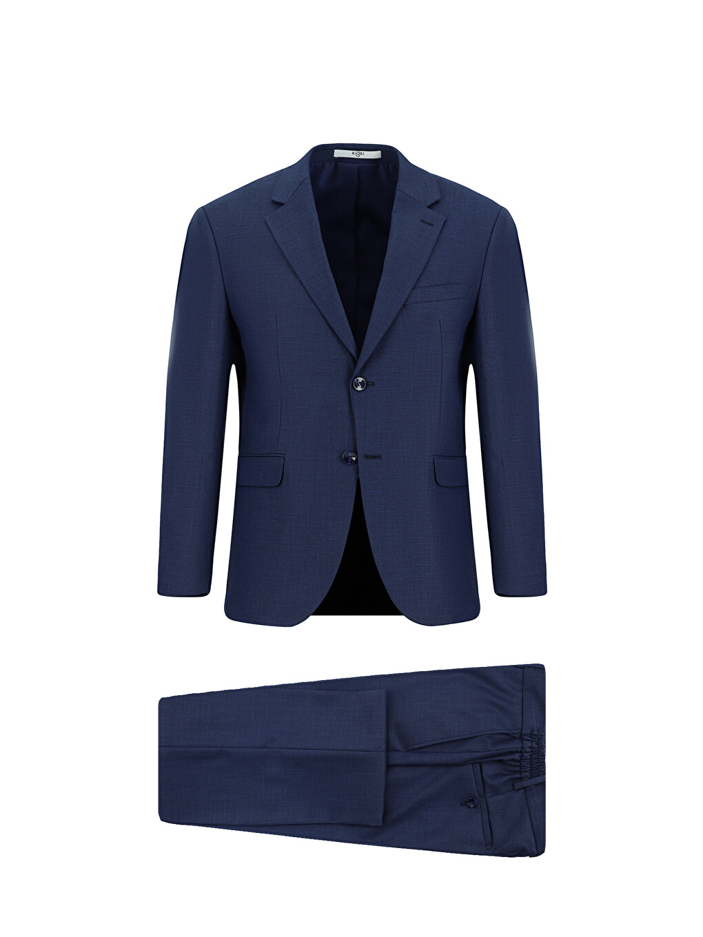 Lacivert 7 Drop Slim Fit Dar Kesim Desenli Beli Lastikli Takım Elbise-6