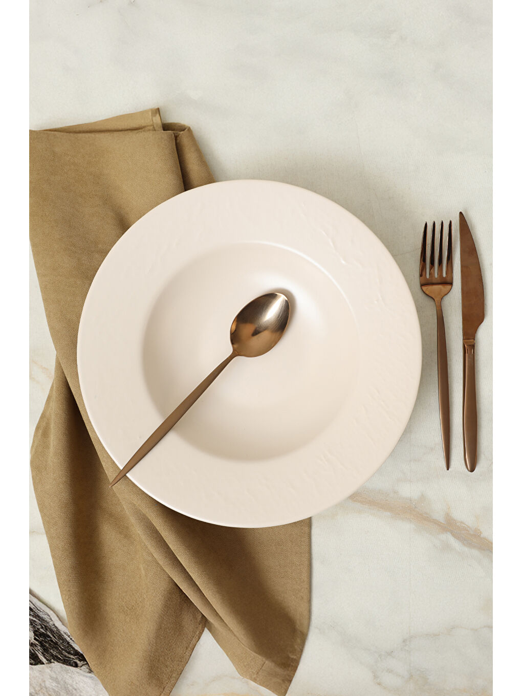 Kahverengi Mat Krem İyonya Makarna Tabağı 28 Cm-2