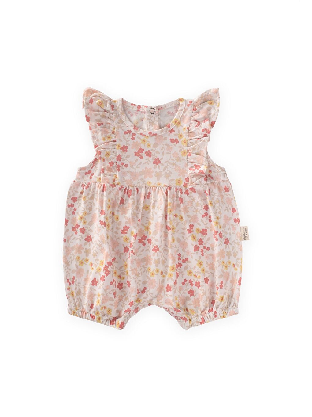 Beyaz Fırfırlı Şort Tulum 0-3 Yaş Çıtır Çiçek Desen
