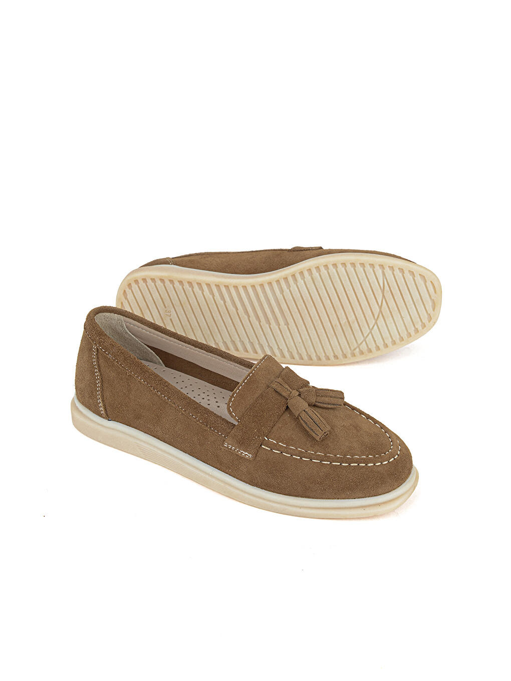 Kahverengi Kadın Hakiki Deri Loafer Ayakkabı 161359Z402 Caramel-3