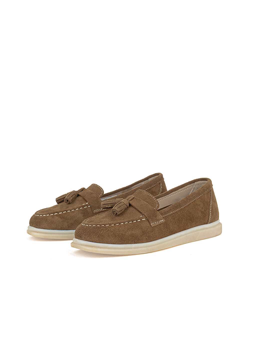 Kahverengi Kadın Hakiki Deri Loafer Ayakkabı 161359Z402 Caramel-4