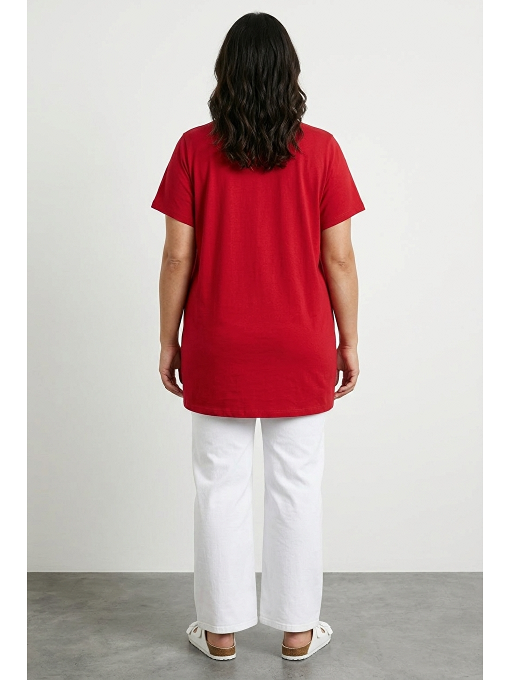 Kırmızı Bisiklet Yaka Kısa Kollu Baskılı Esnek Kumaşlı T-shirt-3